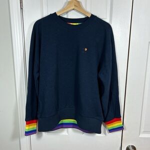 Sweaty Betty Navy Crewneck Sweatshirt with Rainbow Accent